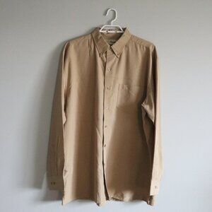 Penmans Men's Tan Large‎ Collared Button Down Pocket Long Sleeve Dress Shirt